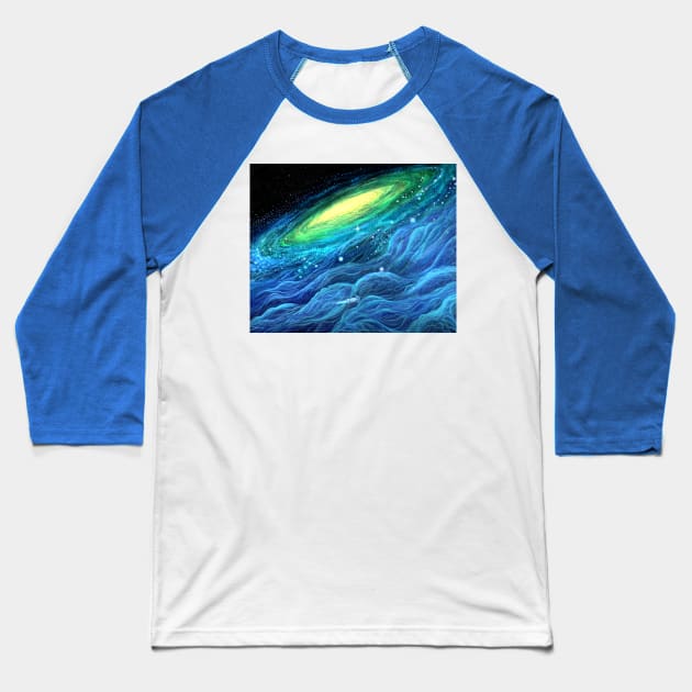 Arm of Galaxy and Spaceship Baseball T-Shirt by SPACE ART & NATURE SHIRTS 